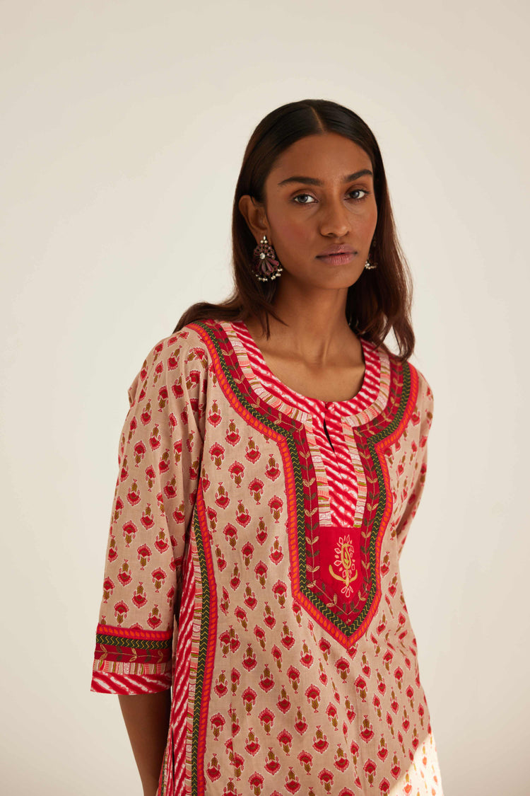 Anu Kurta Beige Red (8569269092651)