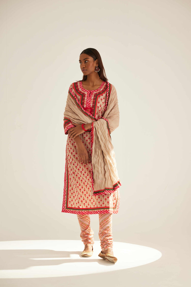 Anu Kurta Beige Red (8918999269675)