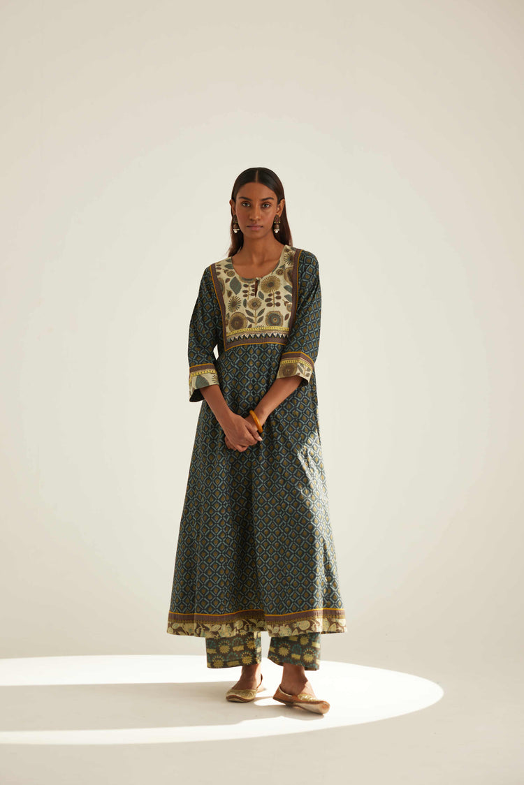 Yoke Kurta Teal Mehendi Green (8569321947435)
