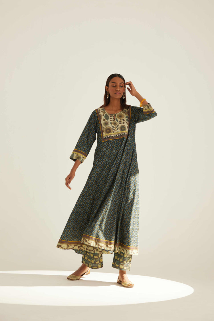 Yoke Kurta Teal Mehendi Green (8569321947435)