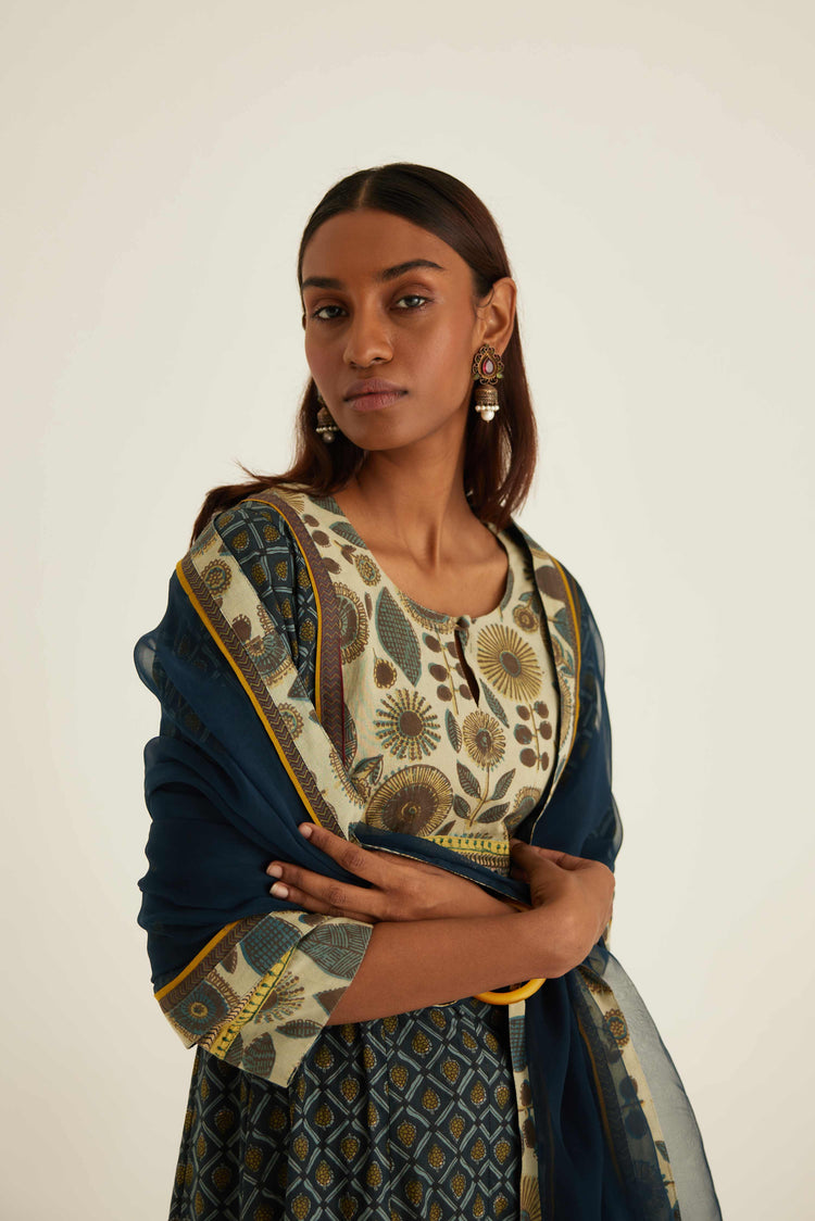 Rozana Chiffon Dupatta Blue (8569695633707)
