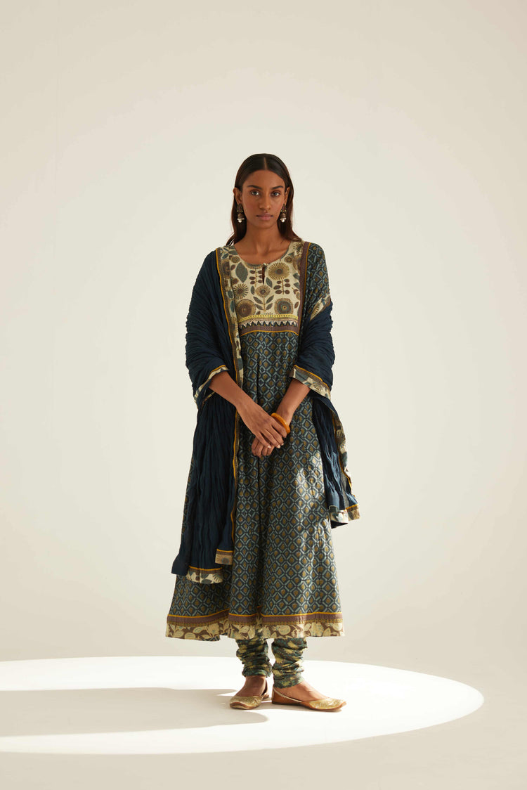 Rozana Cotton Crinkled Dupatta Blue (8569695863083)