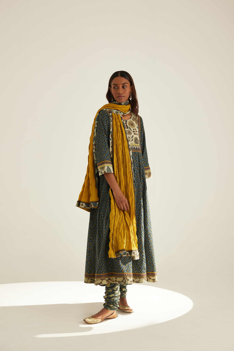 Rozana Cotton Crinkled Dupatta Yellow (8569671647531)