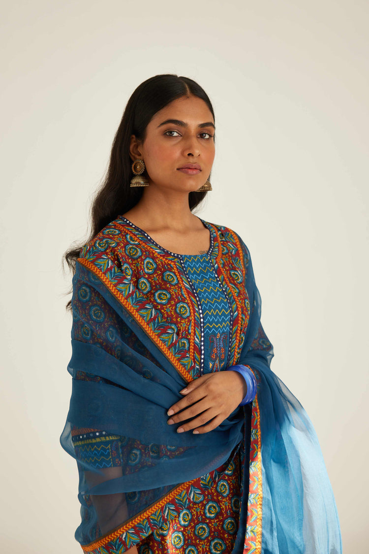 Rozana Chiffon Dupatta Blue (8569628492075)