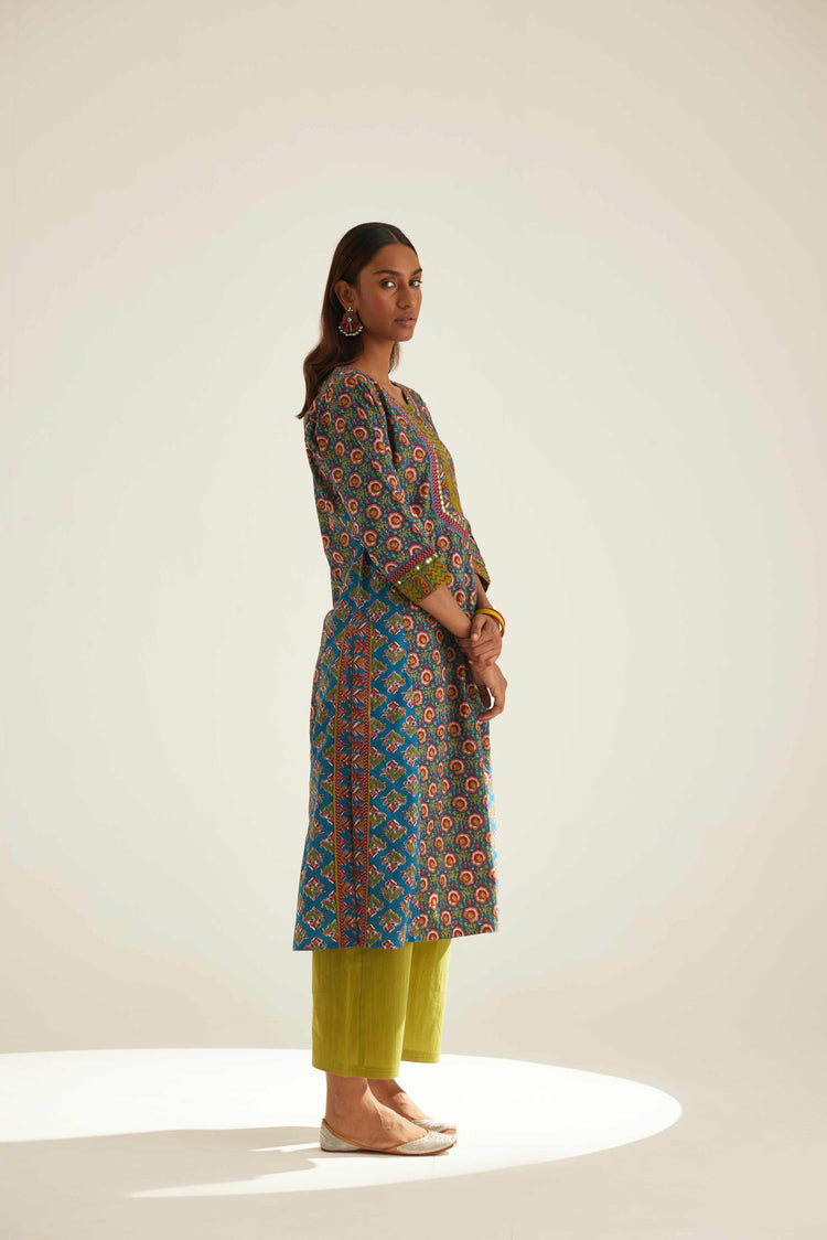 Rozana Kurta Blue Maroon (8569358156075)
