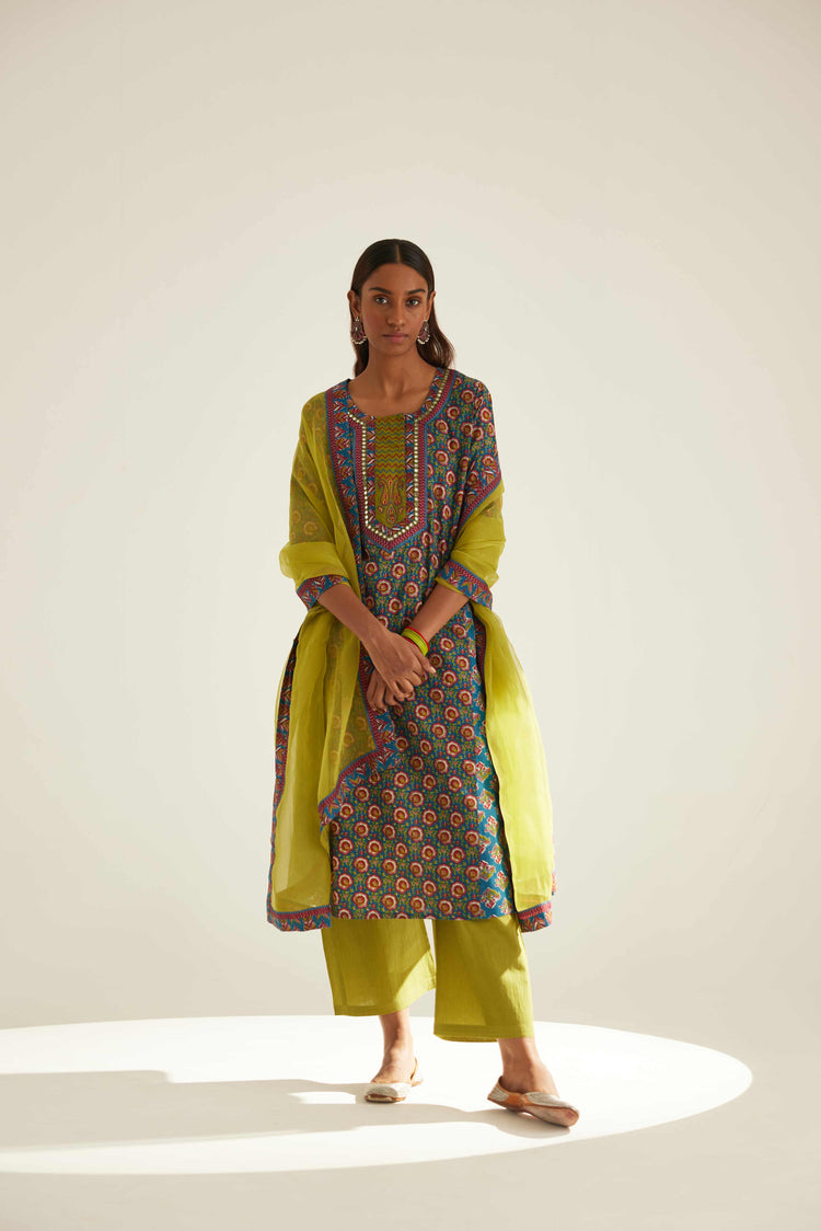 Rozana Kurta Blue Maroon (8569358156075)