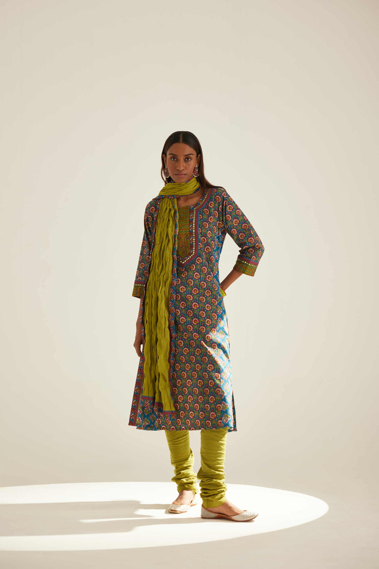 Rozana Cotton Crinkled Dupatta Mehendi Green (8569634193707)