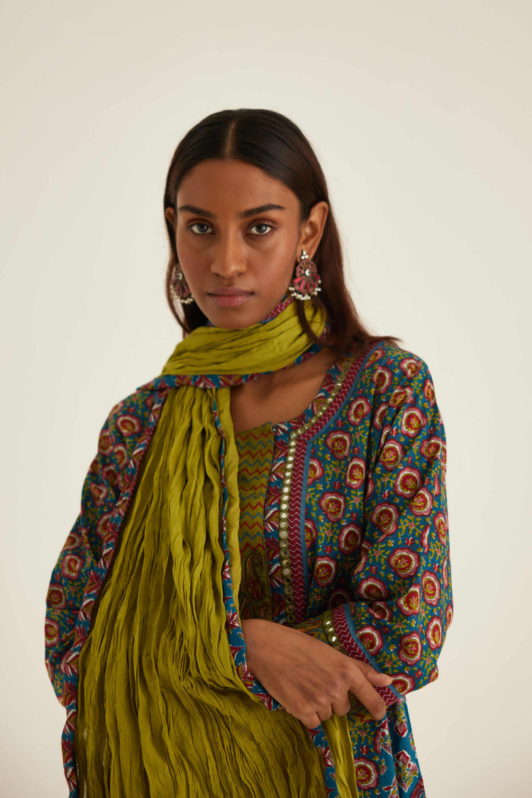 Rozana Cotton Crinkled Dupatta Mehendi Green (8569634193707)