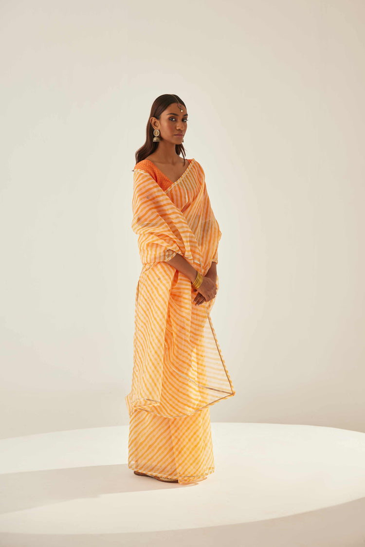 Leheriya Saree Light Dark Orange (8571314897195)