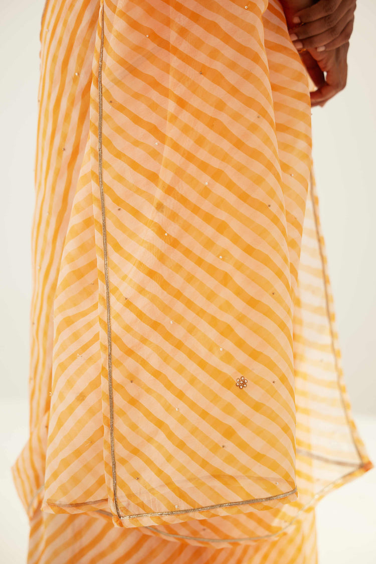 Leheriya Saree Light Dark Orange (8571314897195)