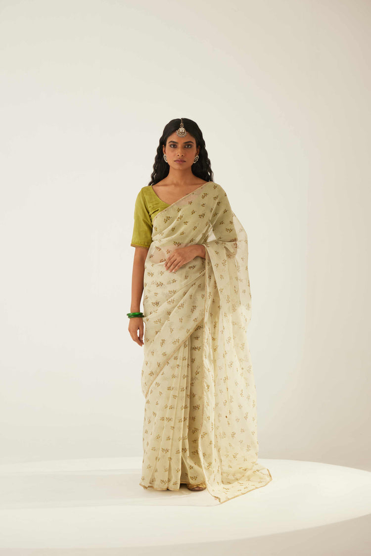 Floral Saree Pistachio (8571312767275)