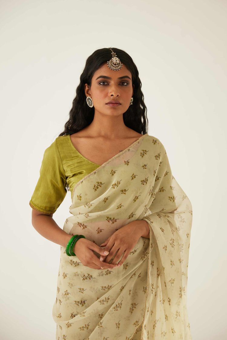 Floral Saree Pistachio (8571312767275)