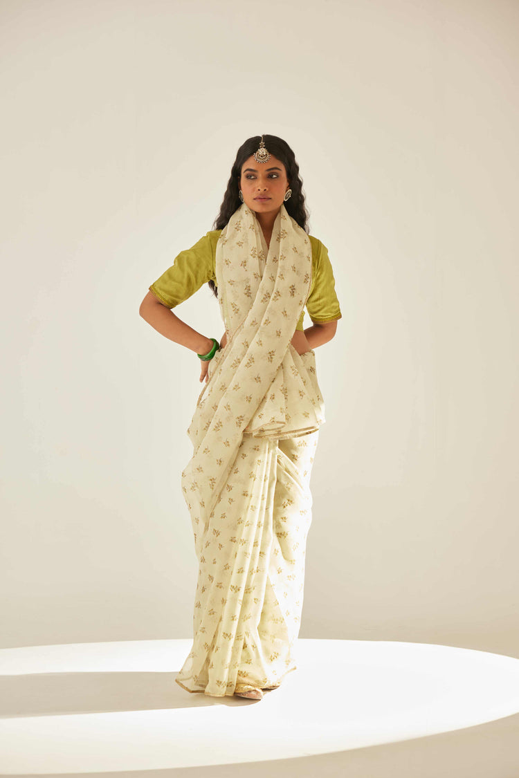 Floral Saree Pistachio (8571312767275)