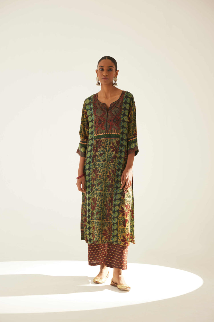 Yoke Kurta Olive Rust (8569454395691)