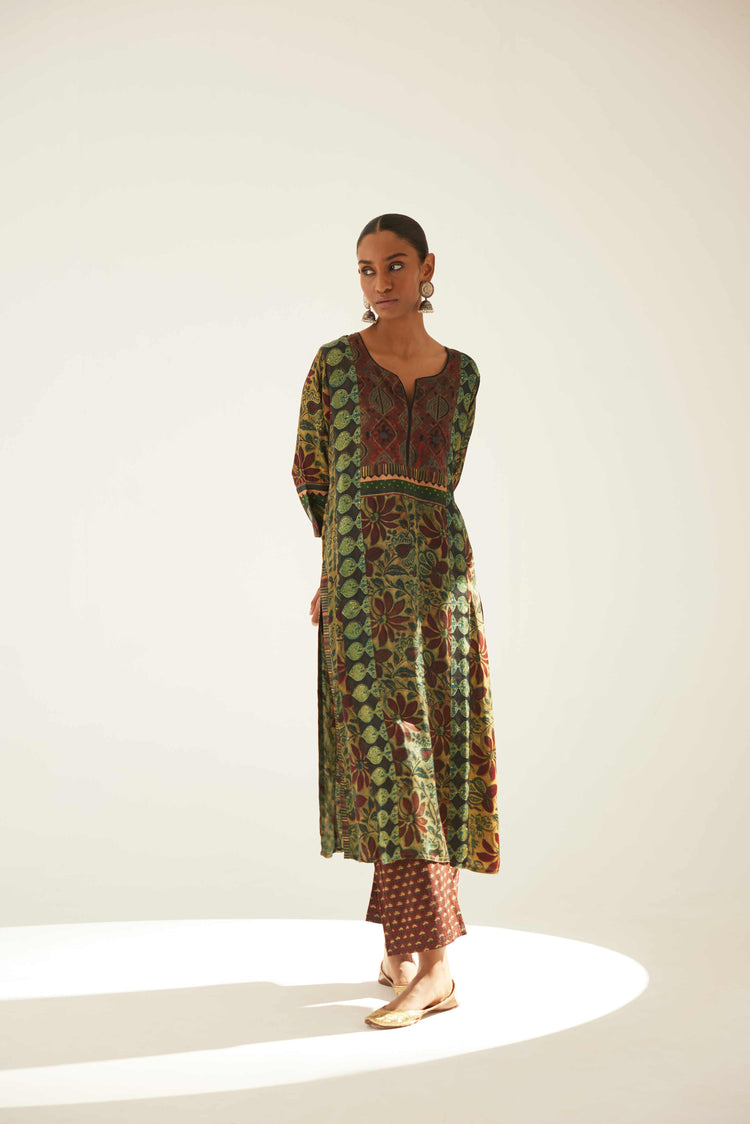 Yoke Kurta Olive Rust (8569454395691)