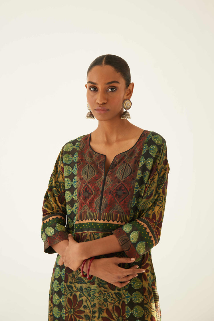 Yoke Kurta Olive Rust (8569454395691)