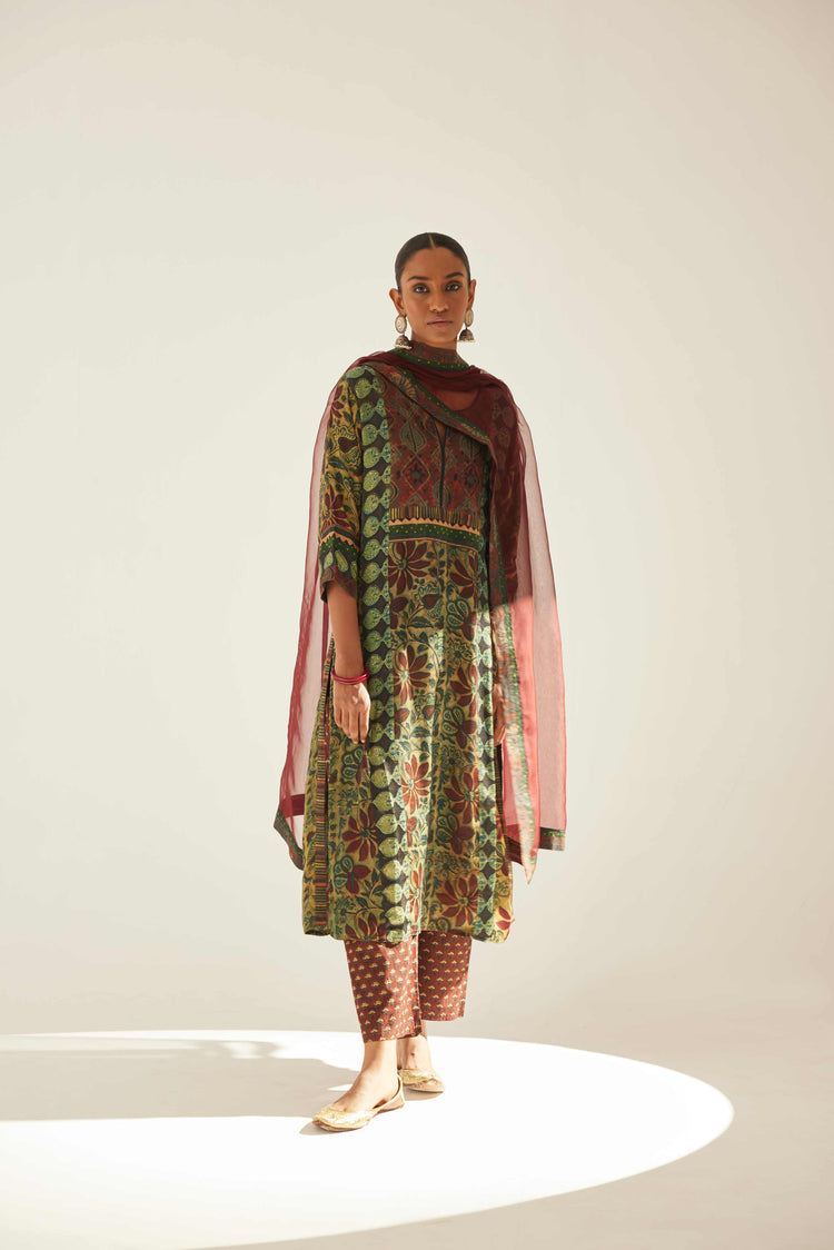 Yoke Kurta Olive Rust (8569454395691)