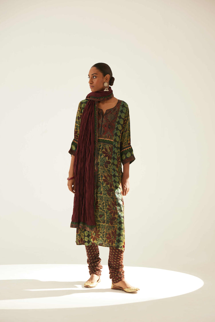 Yoke Kurta Olive Rust (8569454395691)