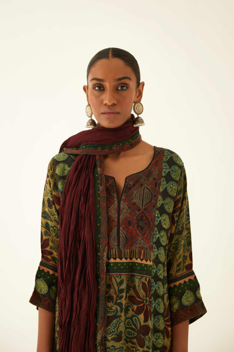 Rozana Cotton Crinkled Dupatta Maroon (8569675645227)
