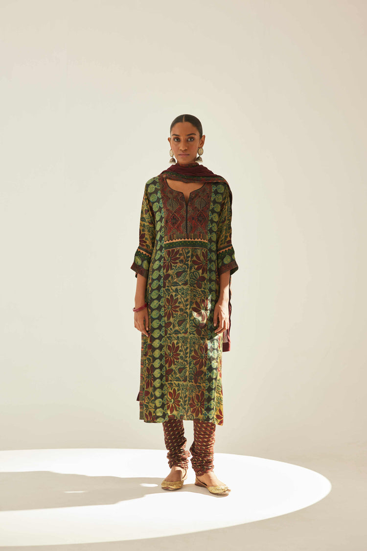 Yoke Kurta Olive Rust (8569454395691)