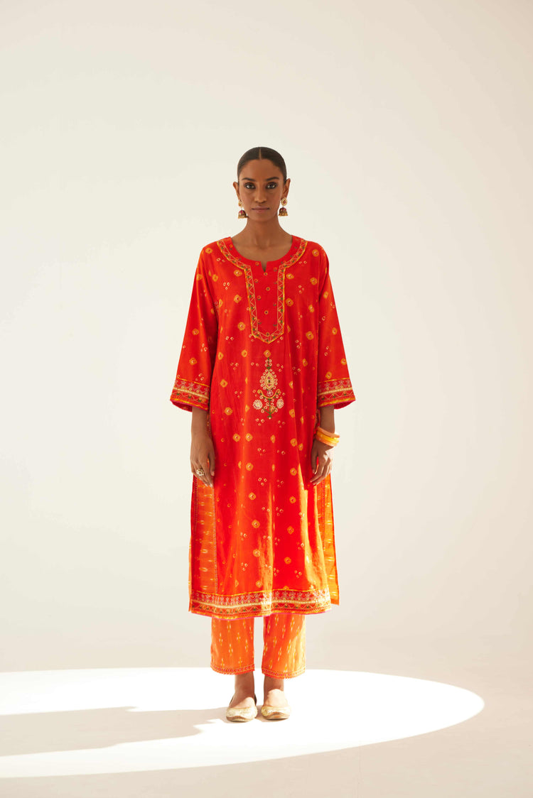Morya Kurta Orange Bandhej (8569751109931)
