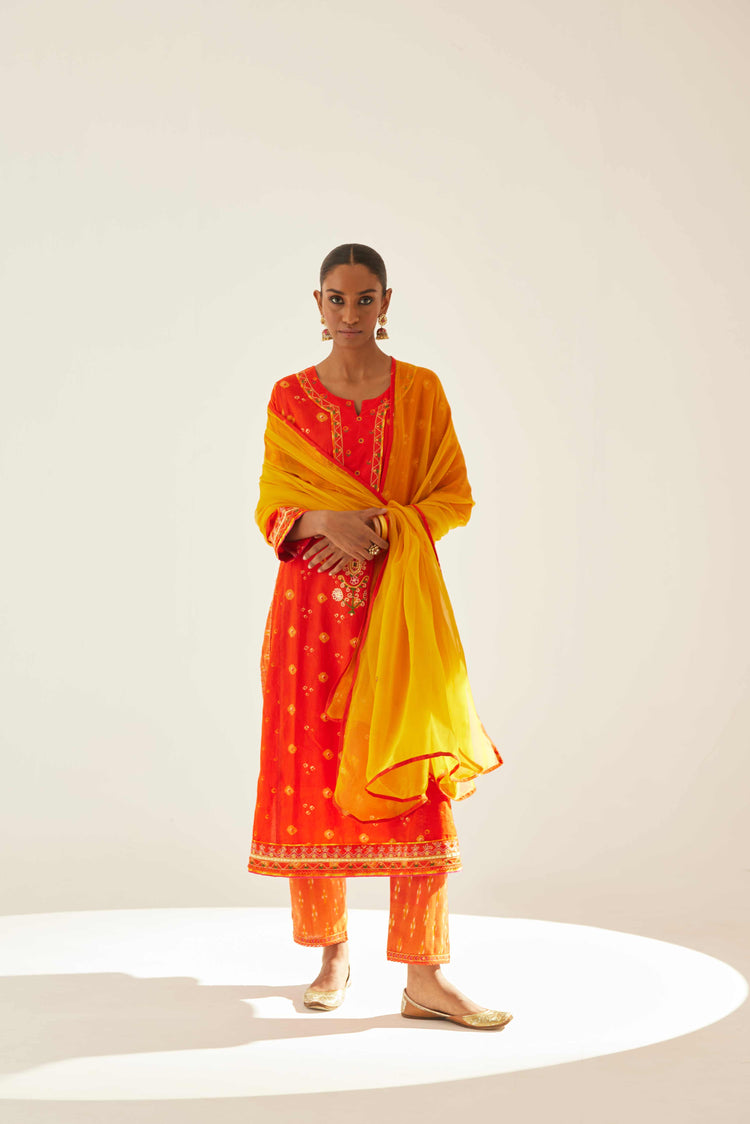 Morya Kurta Orange Bandhej (8569751109931)