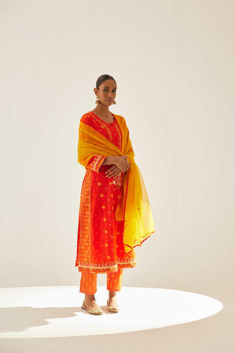 Morya Kurta Orange Bandhej (8569751109931)