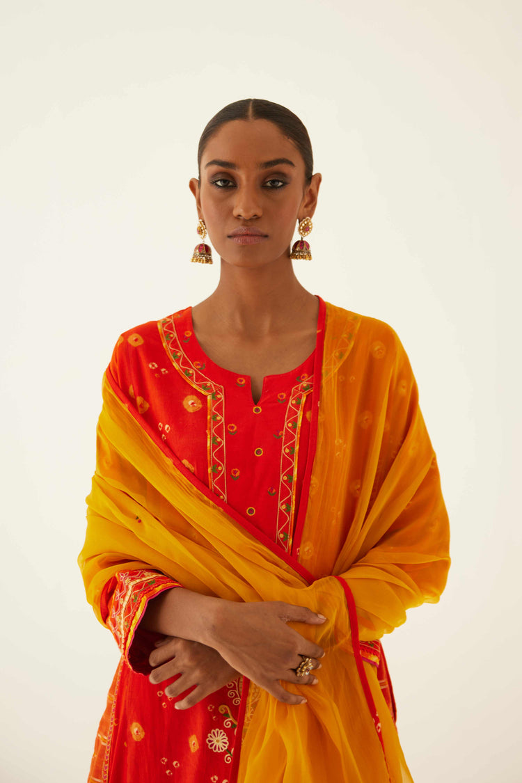 Morya Kurta Orange Bandhej (8569751109931)