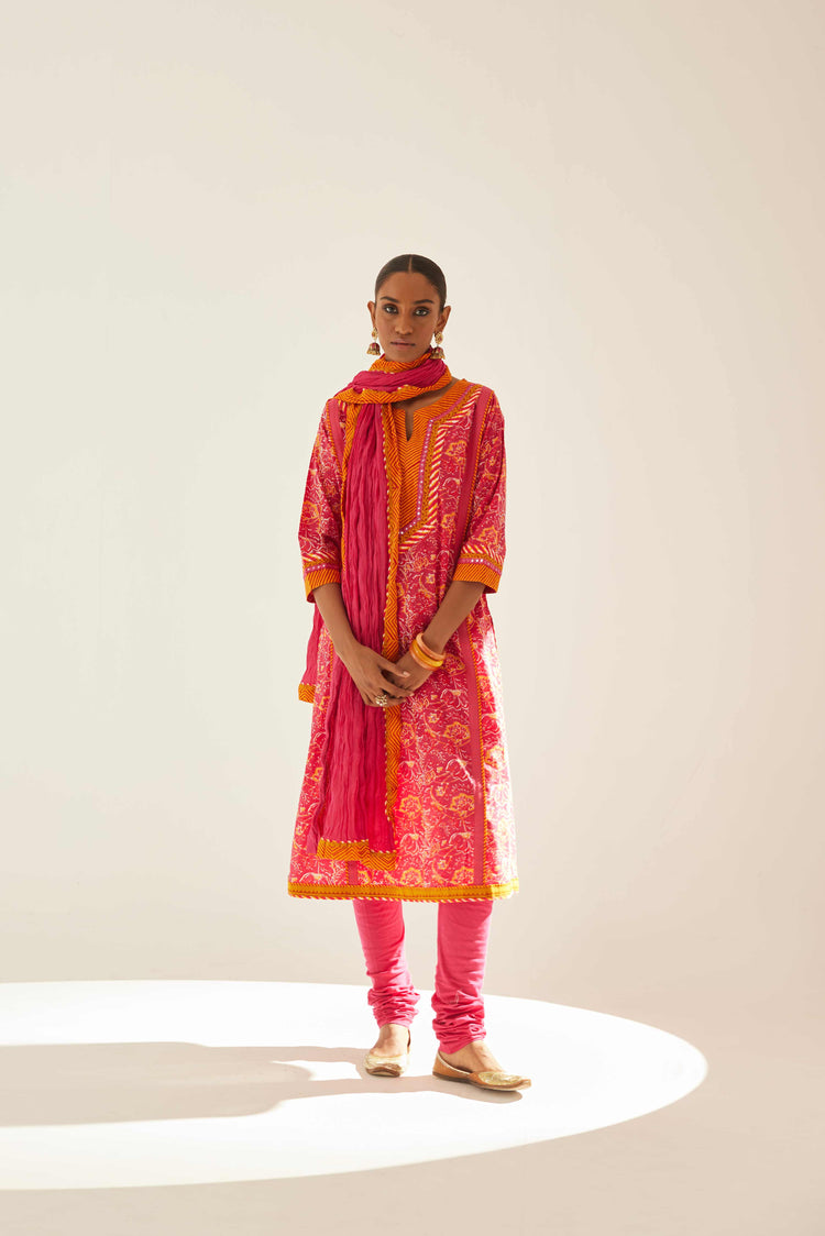 Rozana Cotton Crinkled Dupatta Pink (8571289338155)