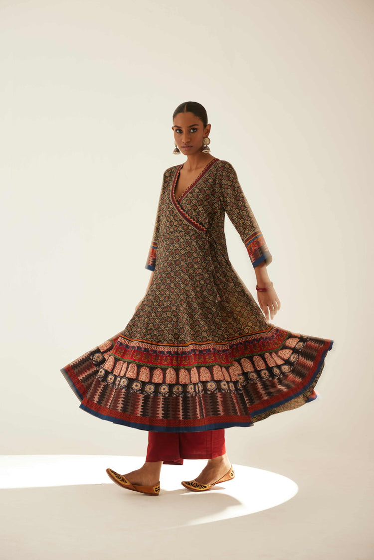 Angrakha Kurta Black Maroon (8569441124651)