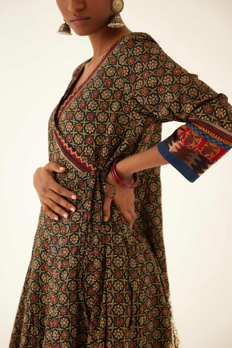 Angrakha Kurta Black Maroon (8569441124651)