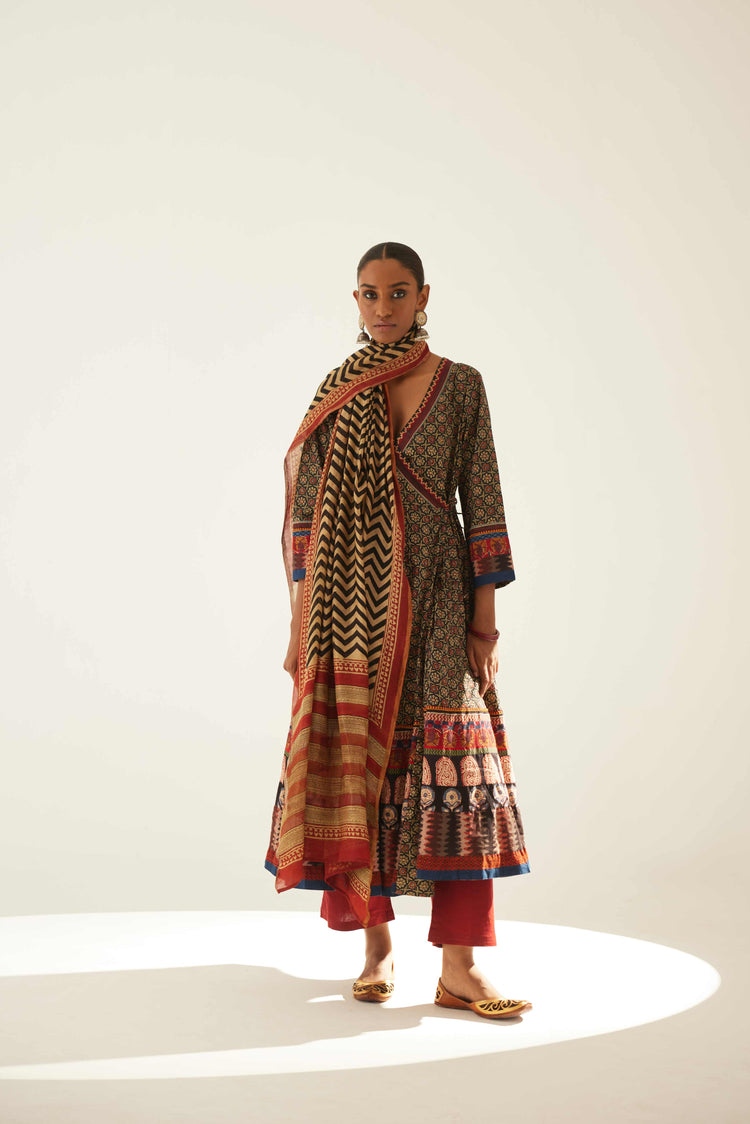 Angrakha Kurta Black Maroon (8569441124651)