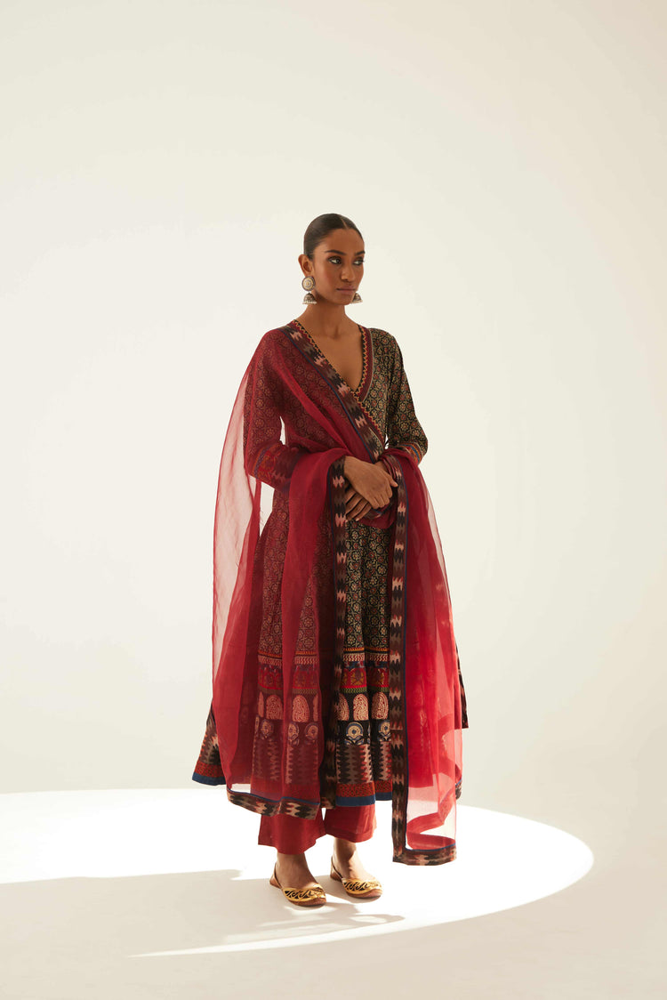 Angrakha Kurta Black Maroon (8569441124651)