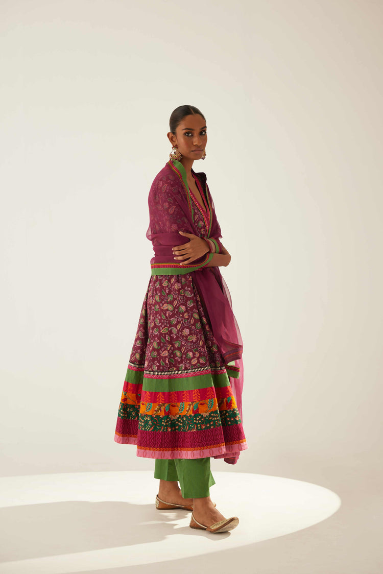 Rozana Chiffon Dupatta Wine (8569667780907)