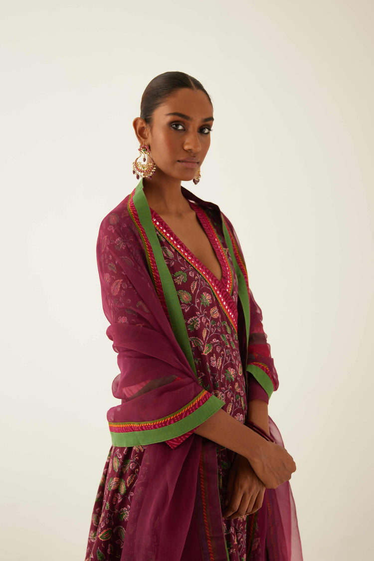 Rozana Chiffon Dupatta Wine (8569667780907)