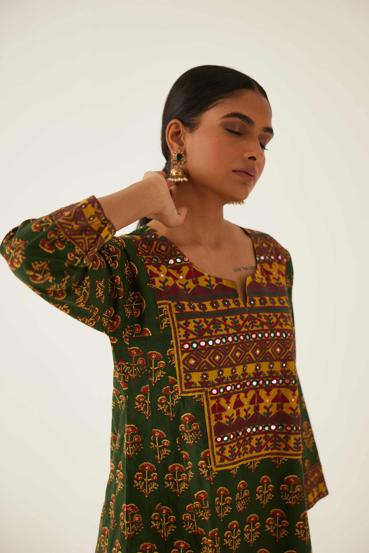 Tulsi Kurta Bottle Green Ochre (8569748390187)