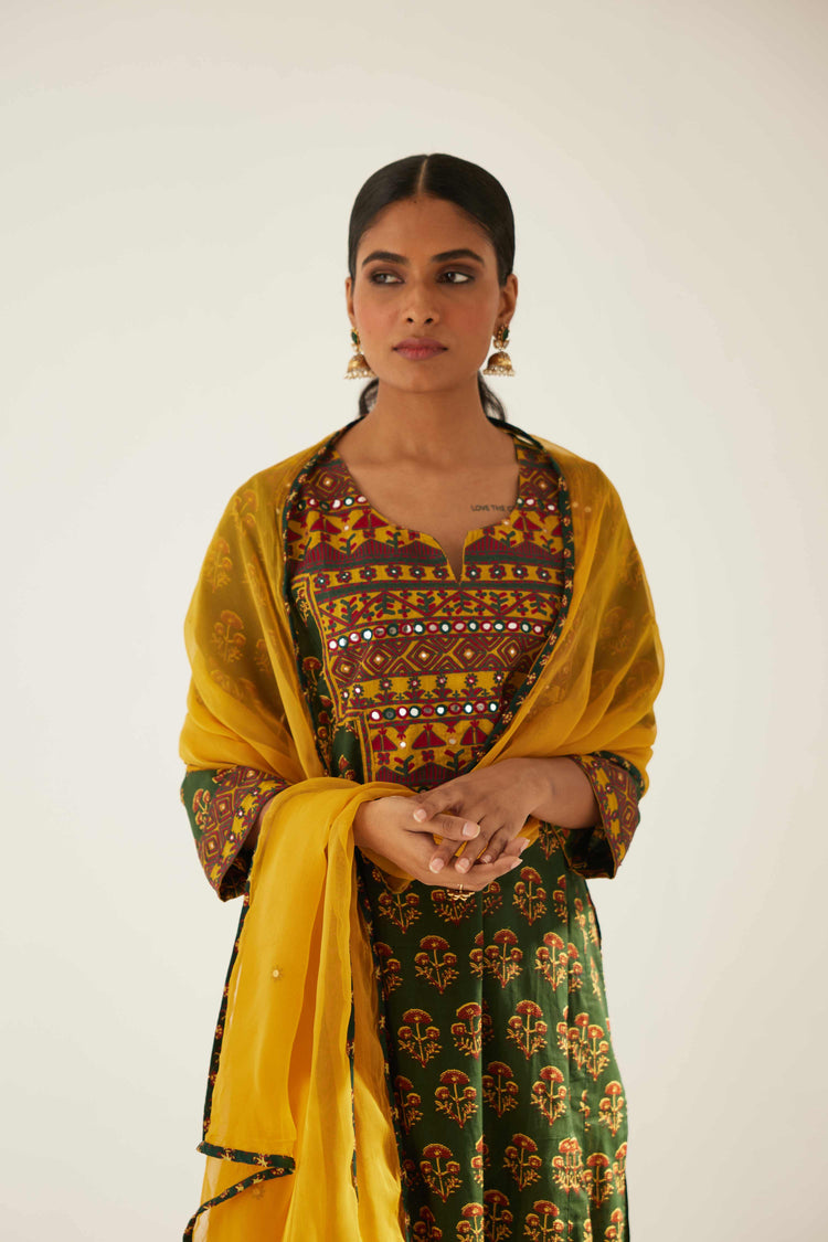 Tulsi Kurta Bottle Green Ochre (8569748390187)