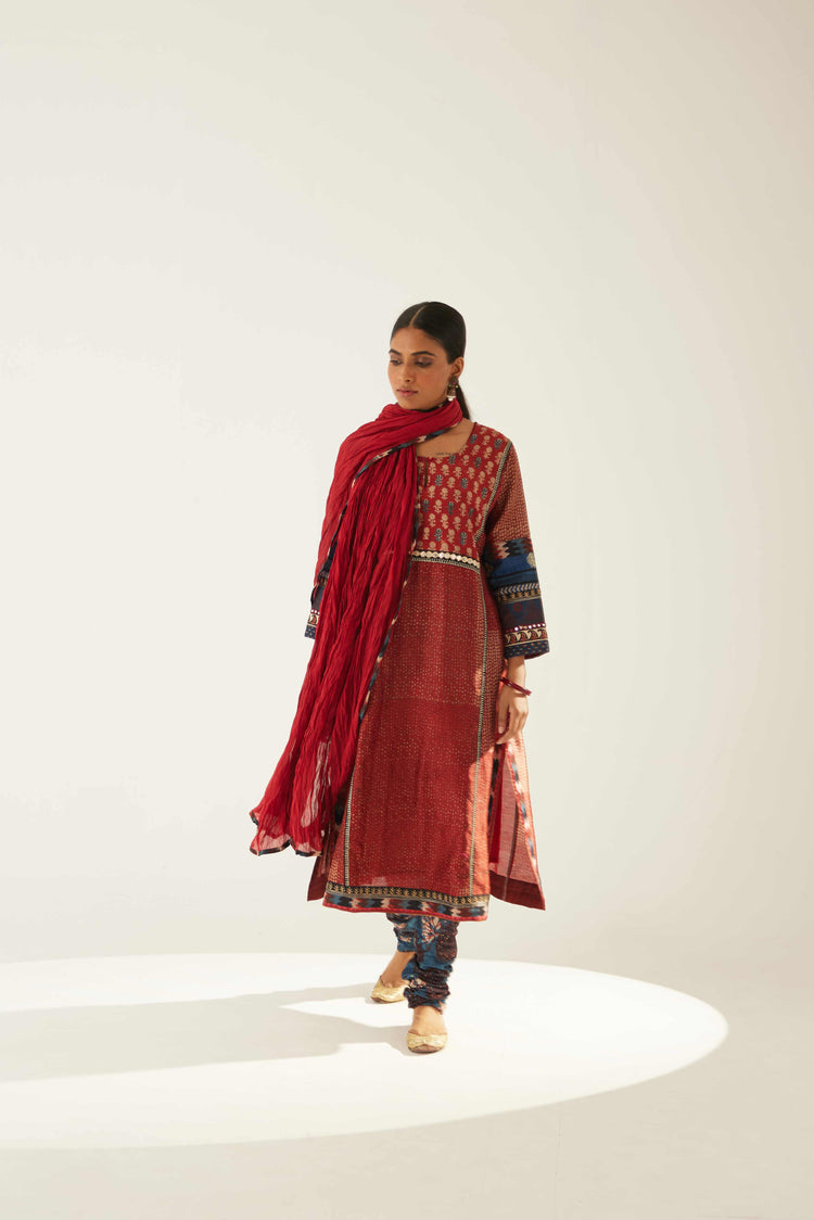 Rozana Cotton Crinkled Dupatta Maroon (8569685541163)