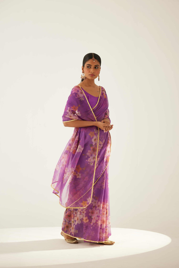 Floral Saree Purple (8571318010155)