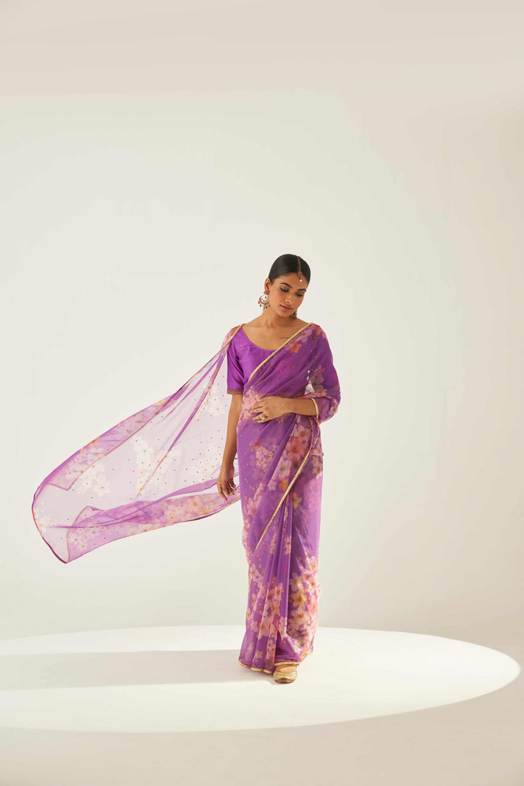 Floral Saree Purple (8571318010155)