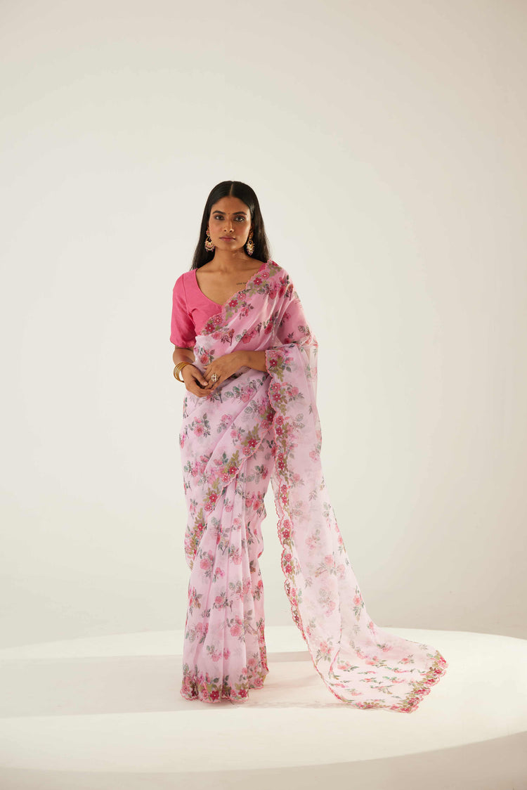 Floral Saree Baby Pink (8571318960427)