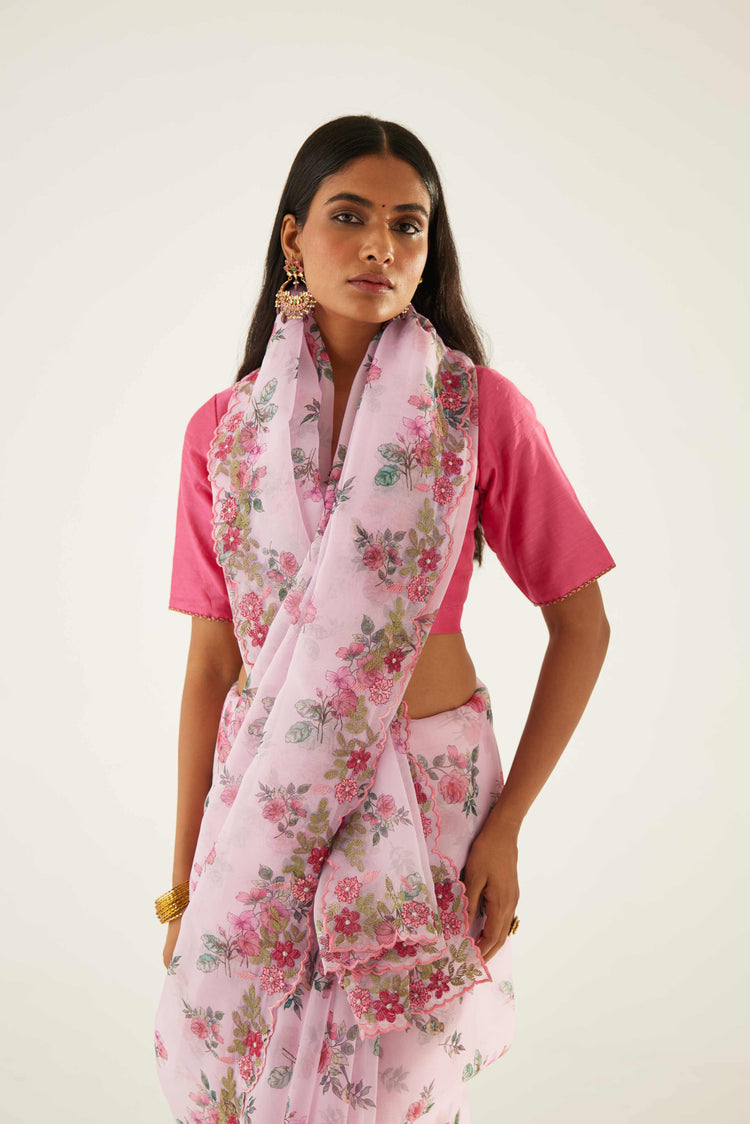 Floral Saree Baby Pink (8571318960427)