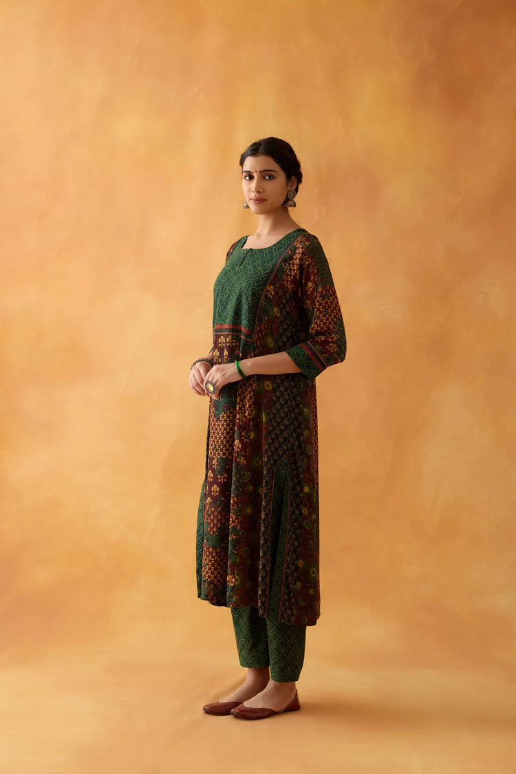 Choga Kurta Bottle Green Maroon (8828213133611)