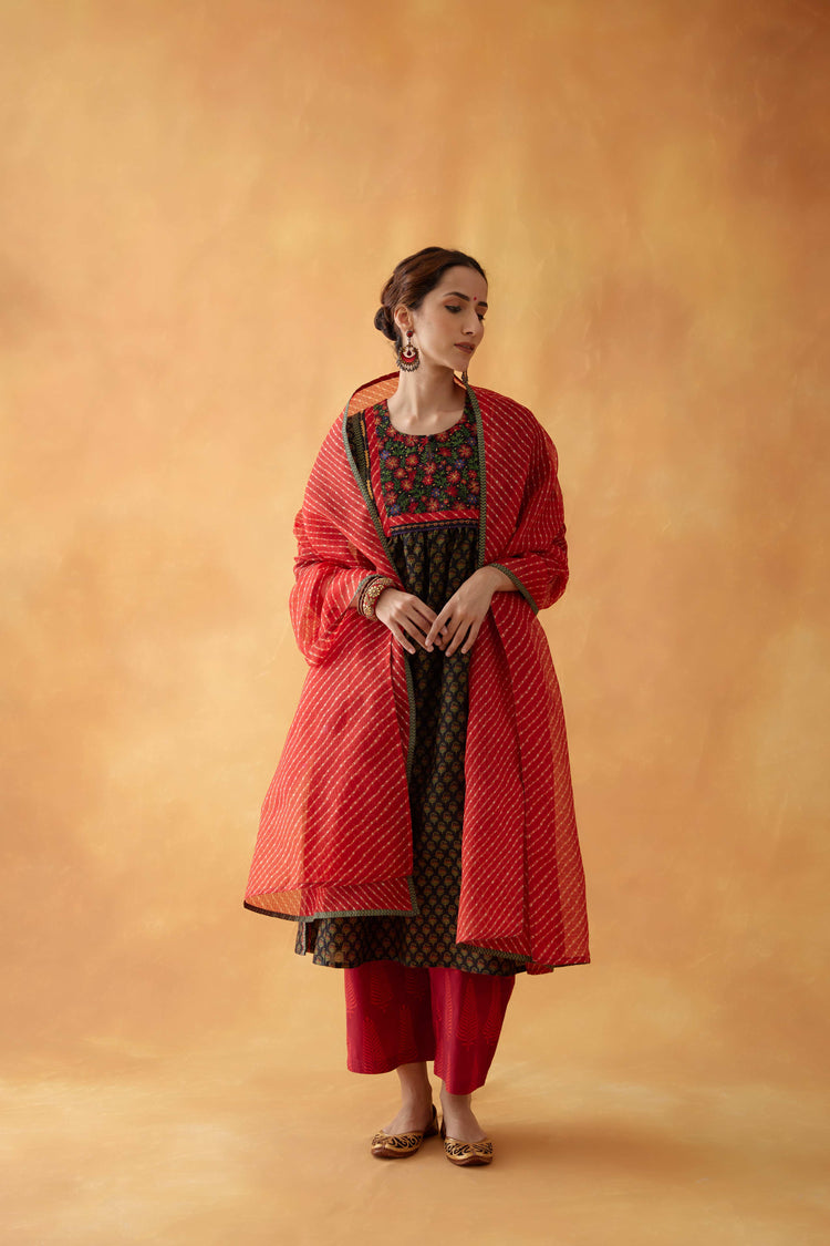 Rozana Kota Dupatta Red Leheriya (8838412632363)