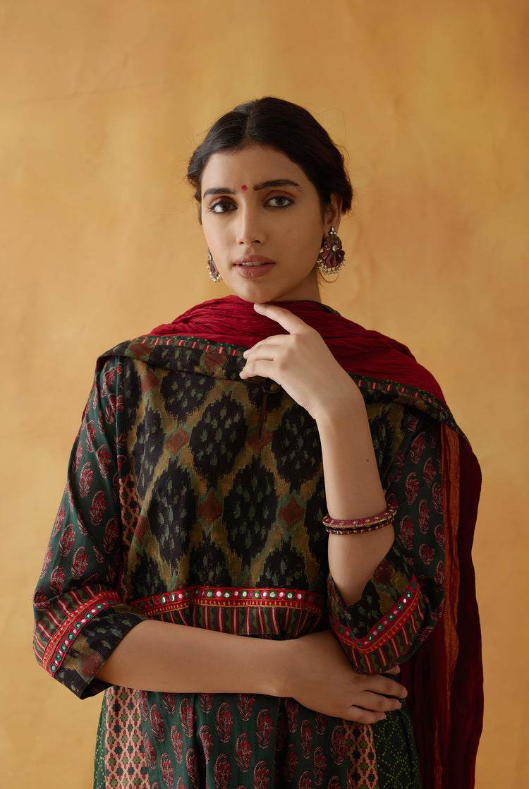 Rozana Cotton Crinkled Dupatta Maroon (8811458101547)