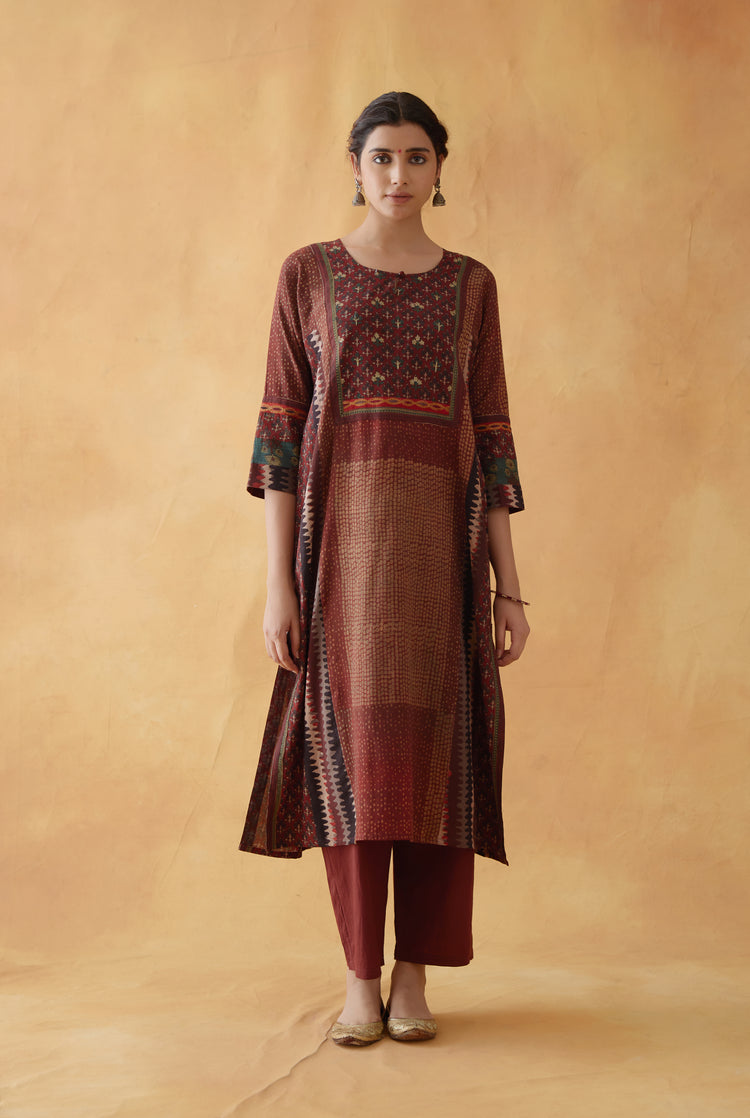 Choga Kurta Maroon Beige (8810234872107)