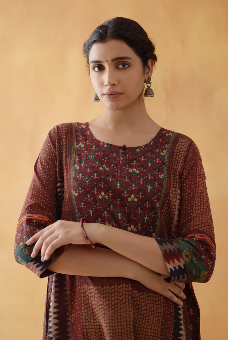 Choga Kurta Maroon Beige (8810234872107)