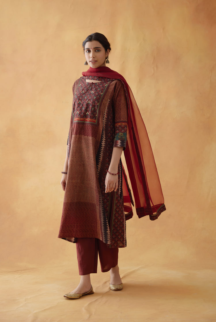 Rozana Chiffon Dupatta Maroon (8811458461995)