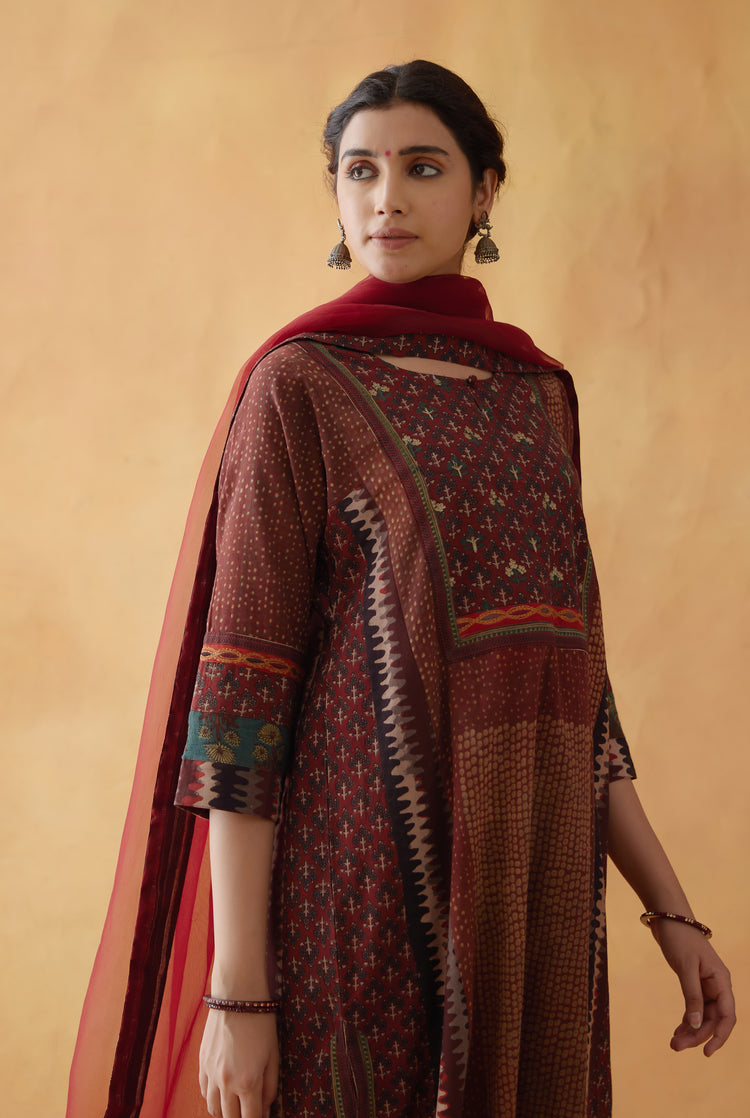 Choga Kurta Maroon Beige (8810234872107)