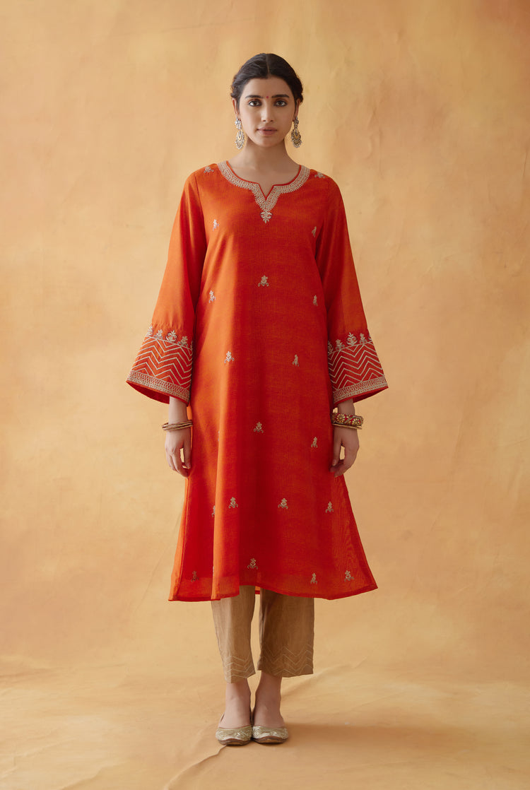 Leela Kurta Orange ( Set of 2 ) (8811879858475)